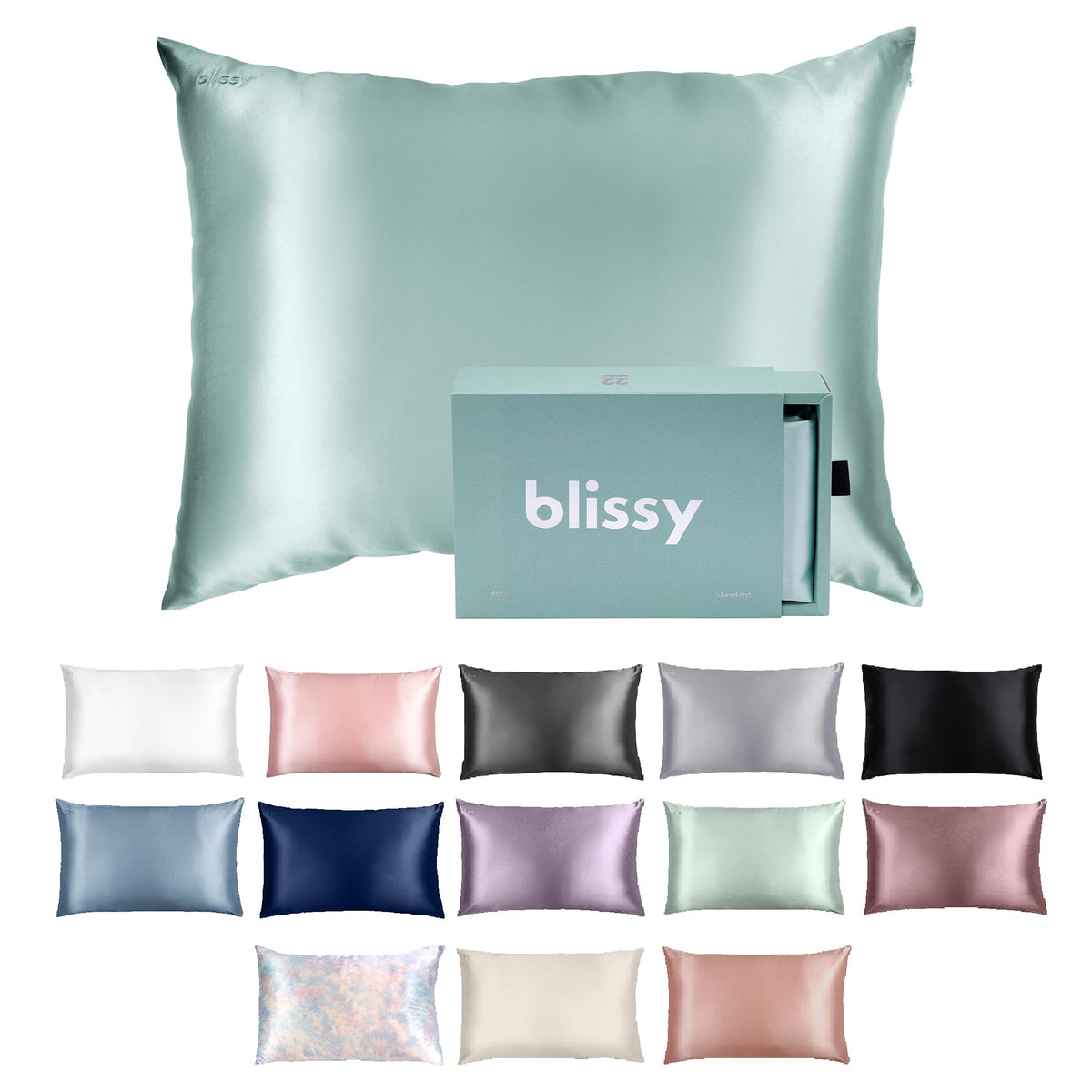 Blissy silk pillowcase texture close-up shows a smooth surface for frizz-free hair