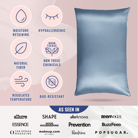 Blissy silk pillowcase wrinkle-free surface reduces friction for comfortable mornings