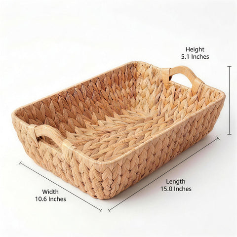 Bloby Water Hyacinth Basket inner view reveals spacious interior.