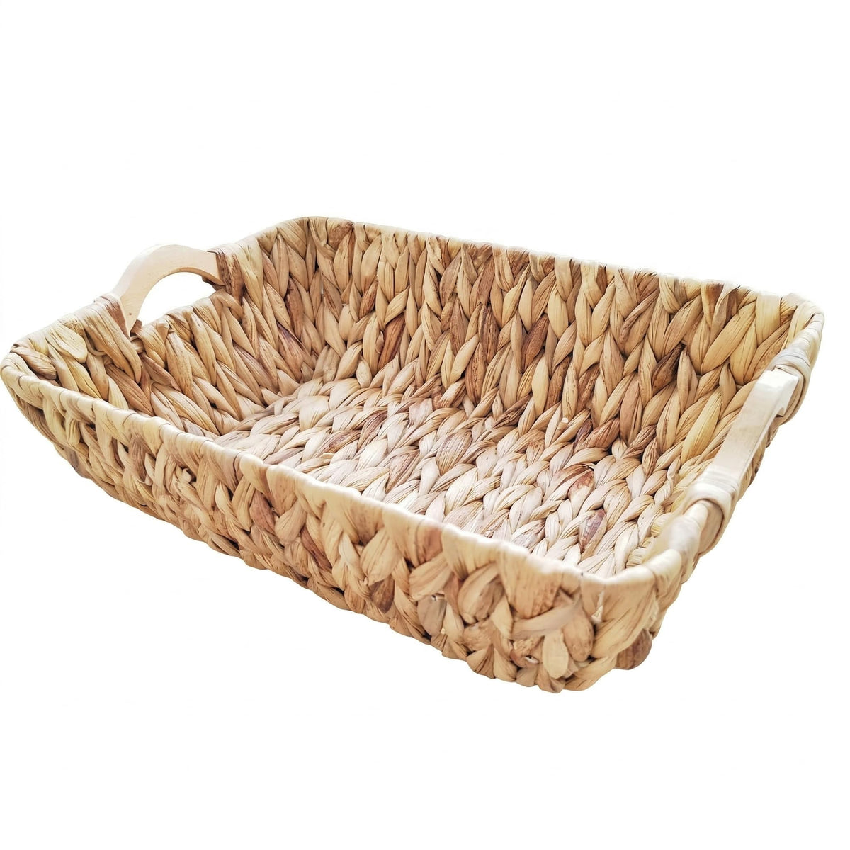 Bloby Water Hyacinth Basket front view showing natural weave for storage.