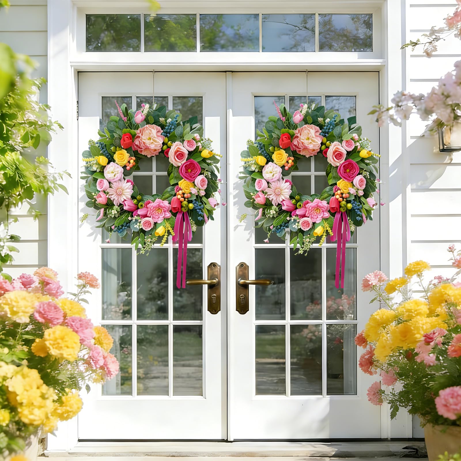 Bloeien farmhouse cottage garden-style wreath for warm interiors