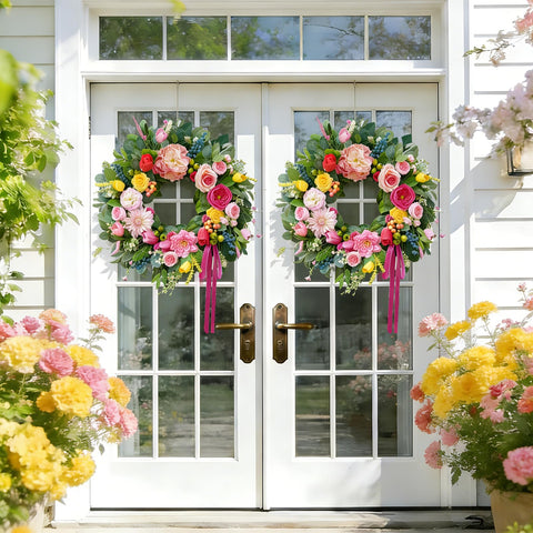 Bloeien farmhouse cottage garden-style wreath for warm interiors