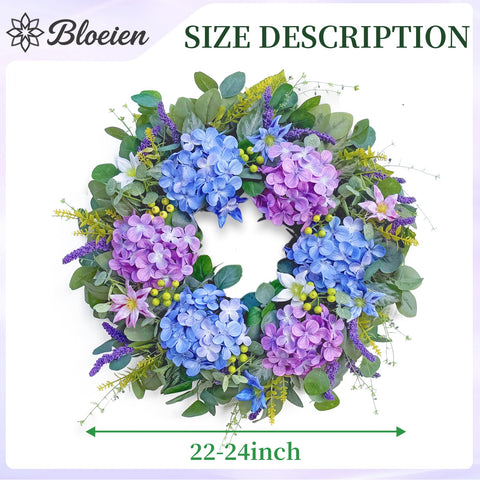 Bloeien French country-inspired wreath blends hydrangea and clematis