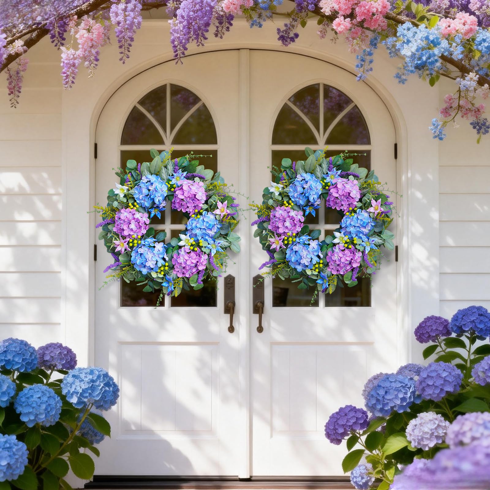 Bloeien spring-summer wreath suitable for indoor or outdoor display