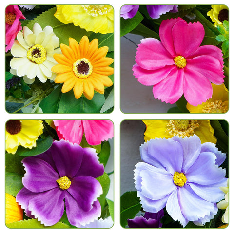 Bloeien wildflowers wreath in pink yellow lavender adds vibrant color without fading.