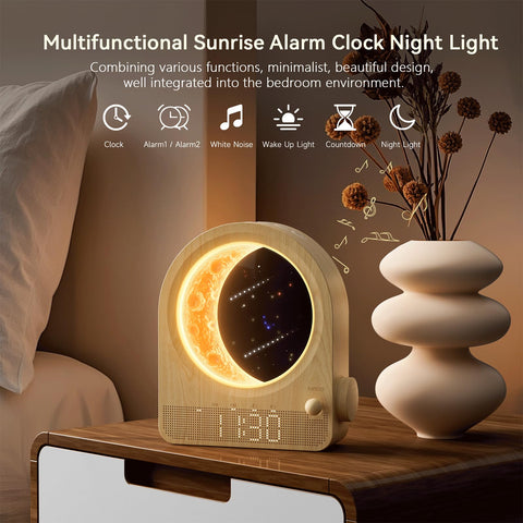 blonbar Sunrise Alarm Clock 12-volume control for personalized wakeups.