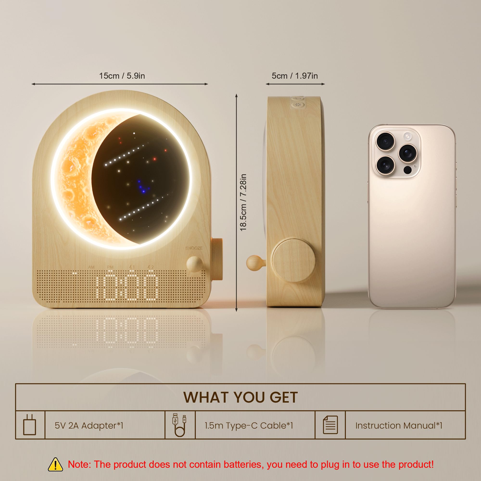 blonbar Sunrise Alarm Clock dual alarms setup for couples.