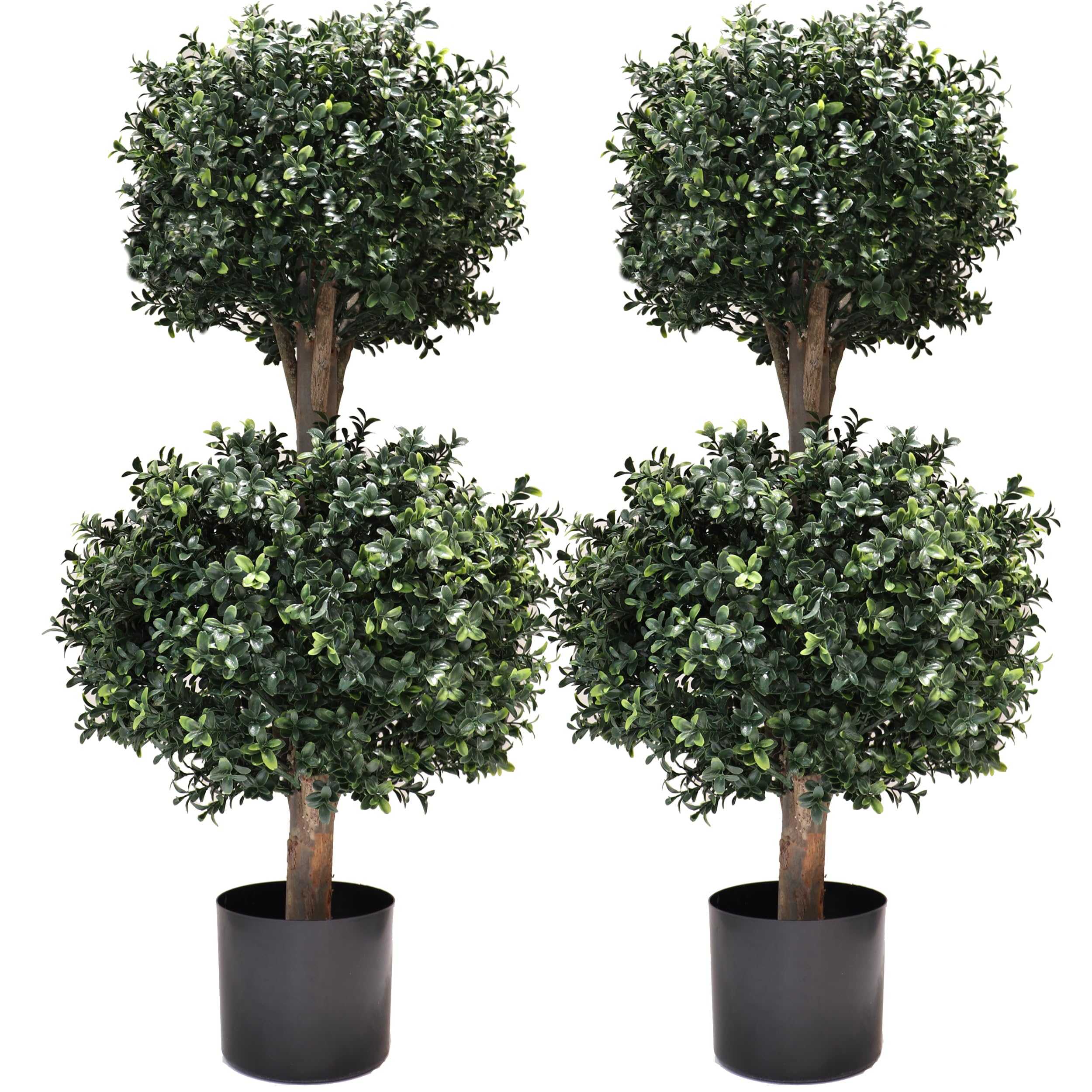 BLONYUVC boxwood double-ball topiary assembly adds lush, low-maintenance greenery to porches and patios.