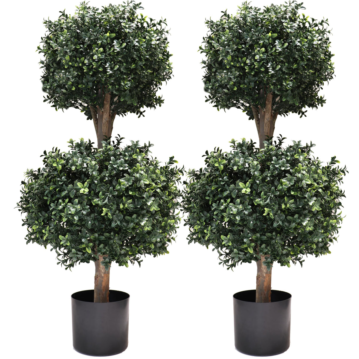 BLONYUVC boxwood double-ball topiary assembly adds lush, low-maintenance greenery to porches and patios.
