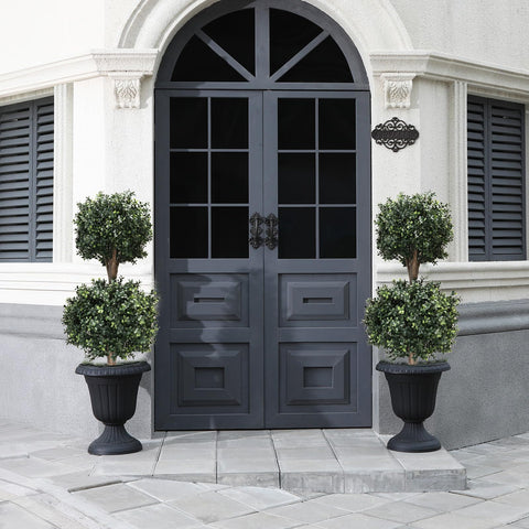 BLONYUVC boxwood double-ball topiary garden display adds dimension to borders.