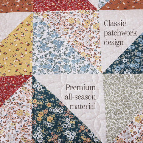 BLOOMHAVEN 3-piece quilt set includes quilt and two pillow shams for complete bed styling.
