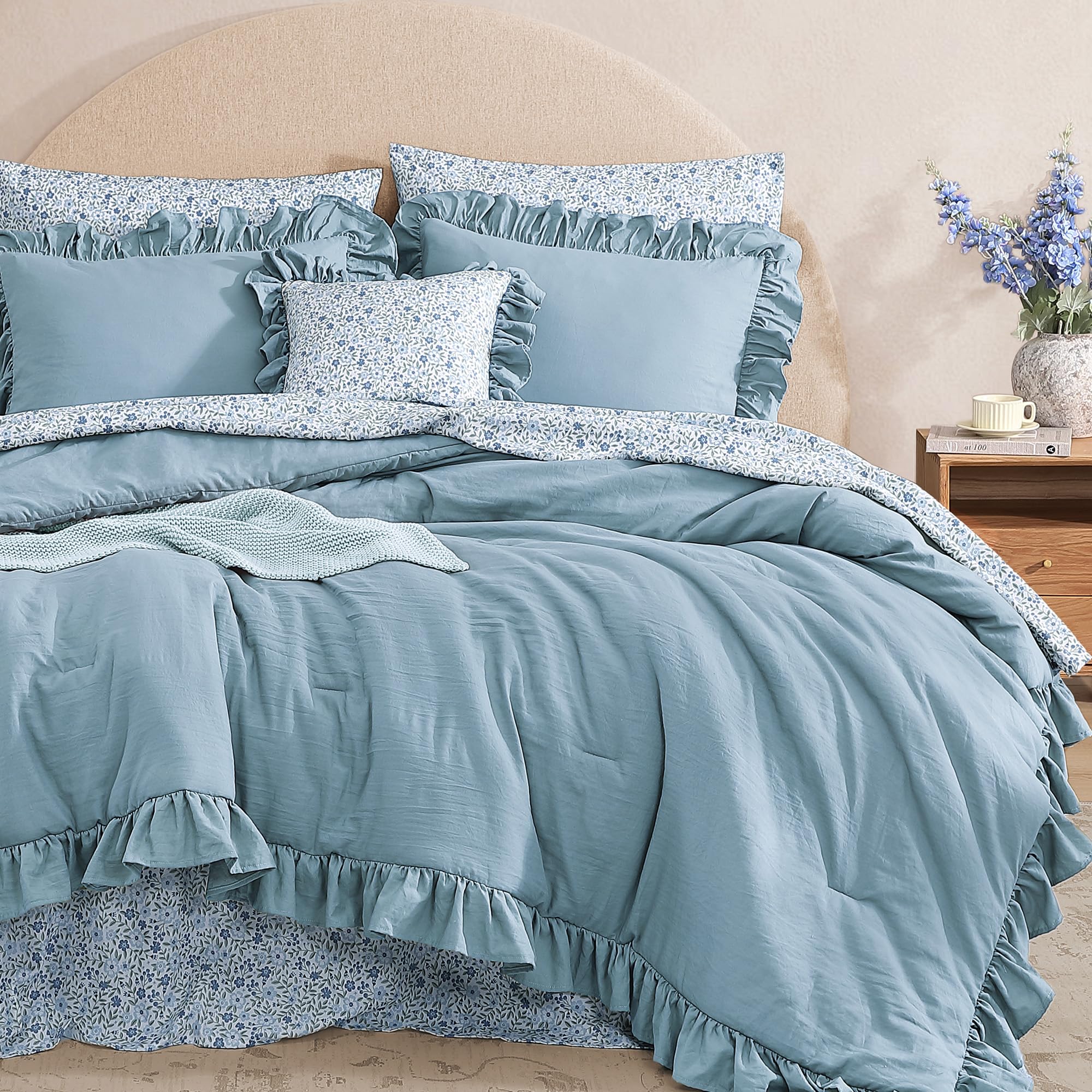 BLOOMHAVEN floral sheets close-up showing soft print and color.