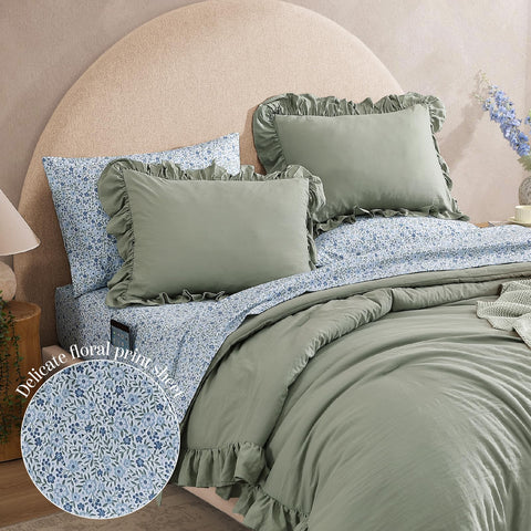 BLOOMHAVEN king comforter set with floral sheets for romantic charm