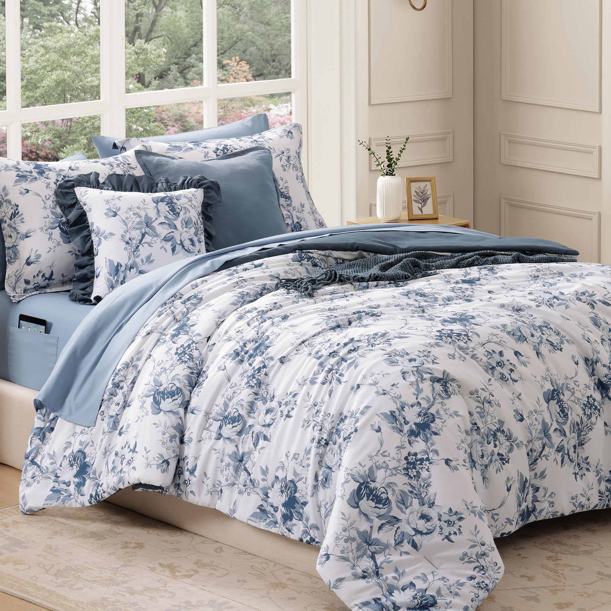 BLOOMHAVEN king flat sheet delphine floral offers smooth microfiber comfort.