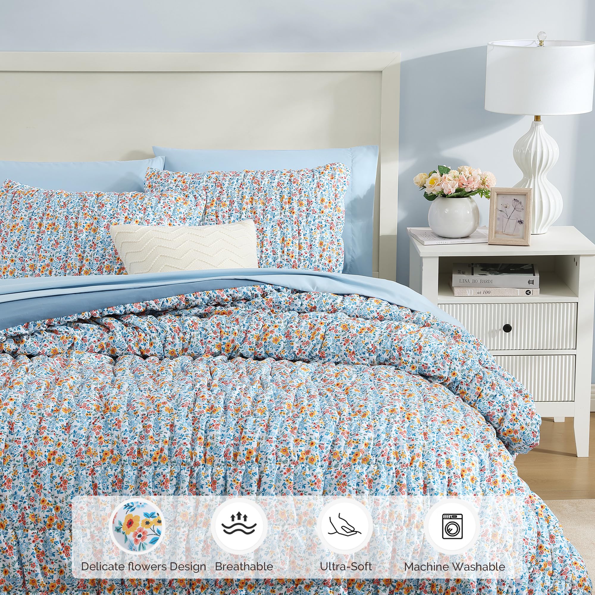 BLOOMHAVEN queen sham blue improves pillow layering with style.