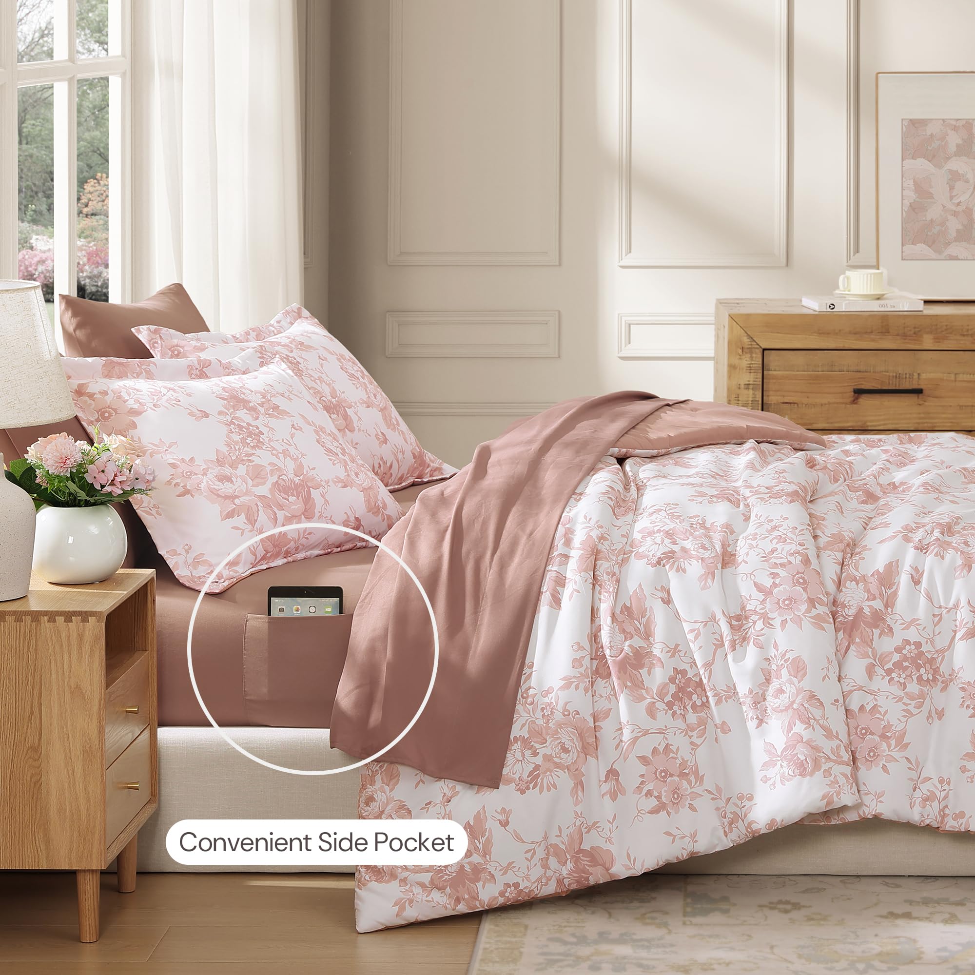 Bloomhaven microfiber texture closeup highlights ultra-soft feel for restful nights.