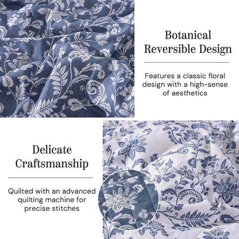 BLOOMHAVEN queen size quilt with shams highlights breathable microfiber comfort.