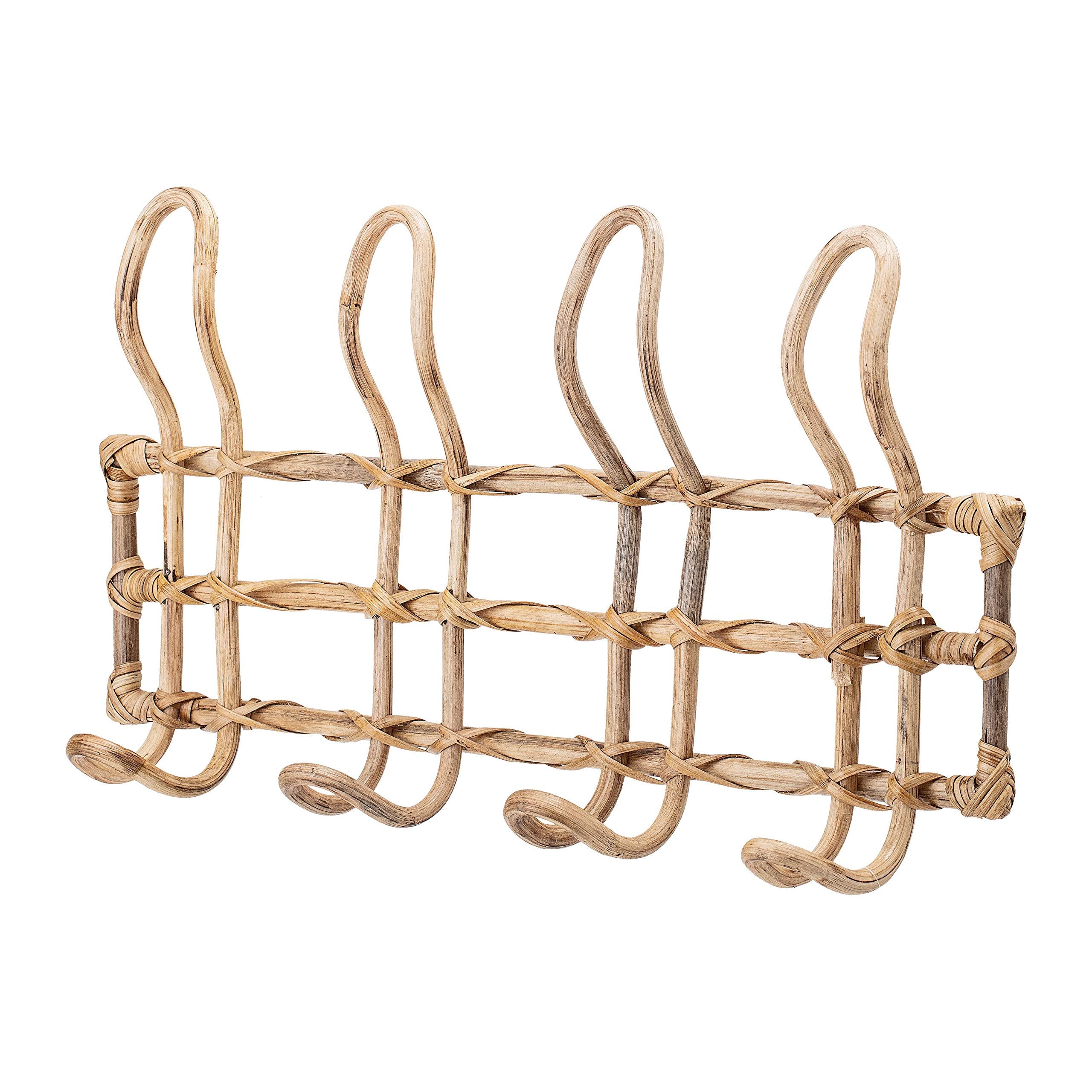 Bloomingville beige rattan wall hanger with four hooks keeps entryway clutter under control.