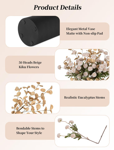 About 19.7 inches tall BLOSMON artificial flower display makes a striking focal point.