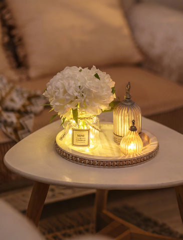 BLOSMON bathroom vanity decor white hydrangea arrangement