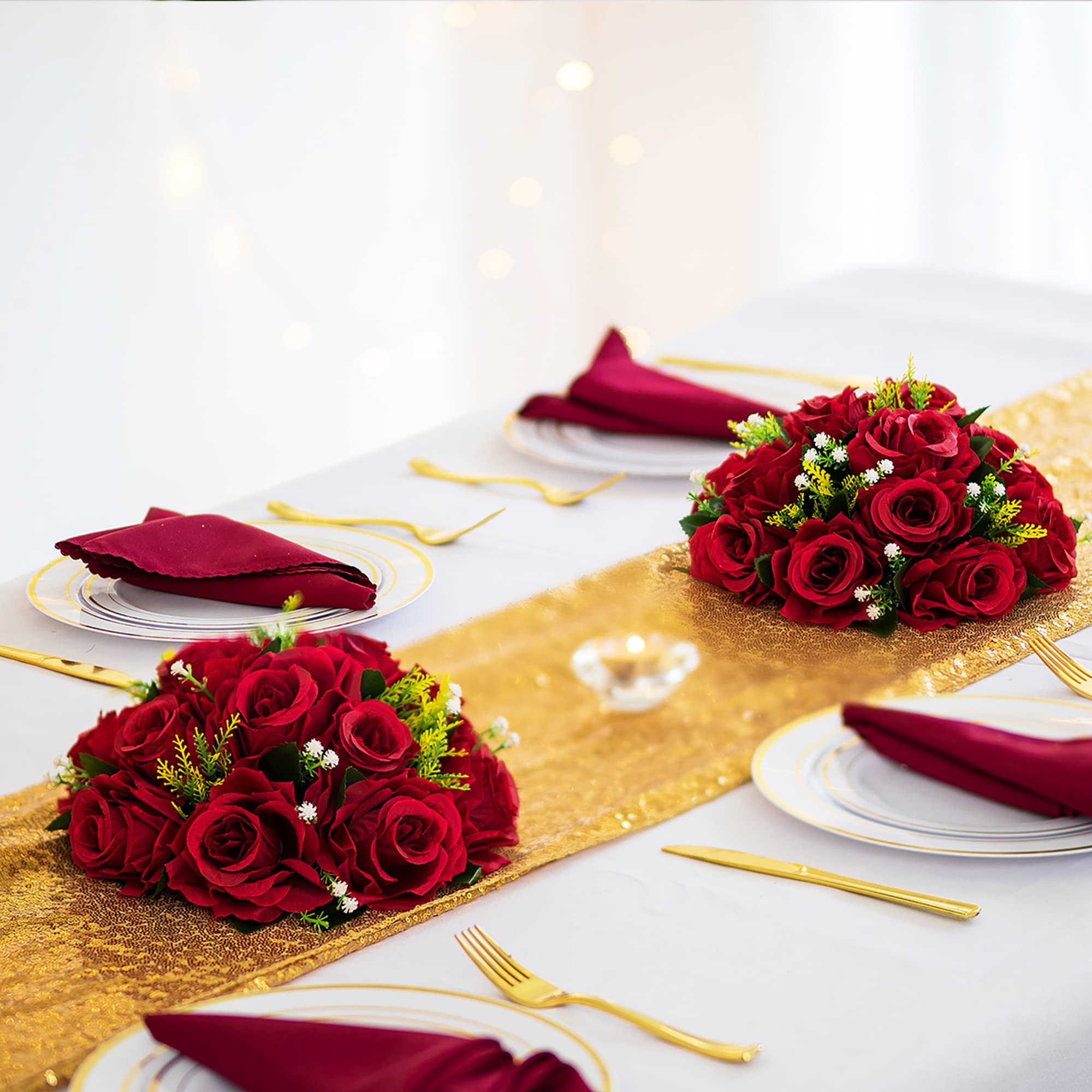 BLOSMON crimson rose ball kissing-ball design ideal for weddings and celebrations