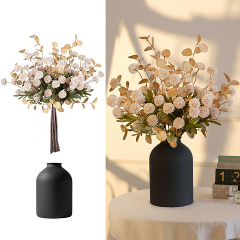 BLOSMON beige fake flower centerpiece with vase, perfect for a chic dining table.