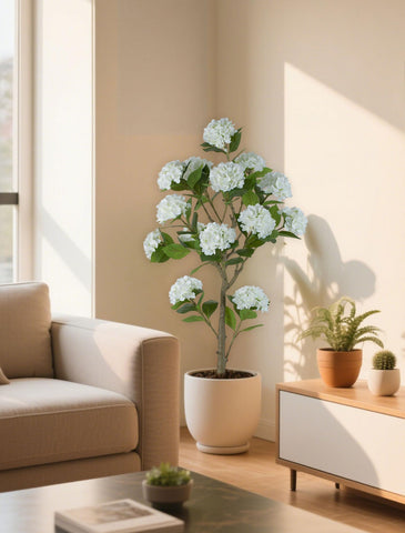 Assembly view of BLOSMON hydrangea tree with a stable base for quick setup.