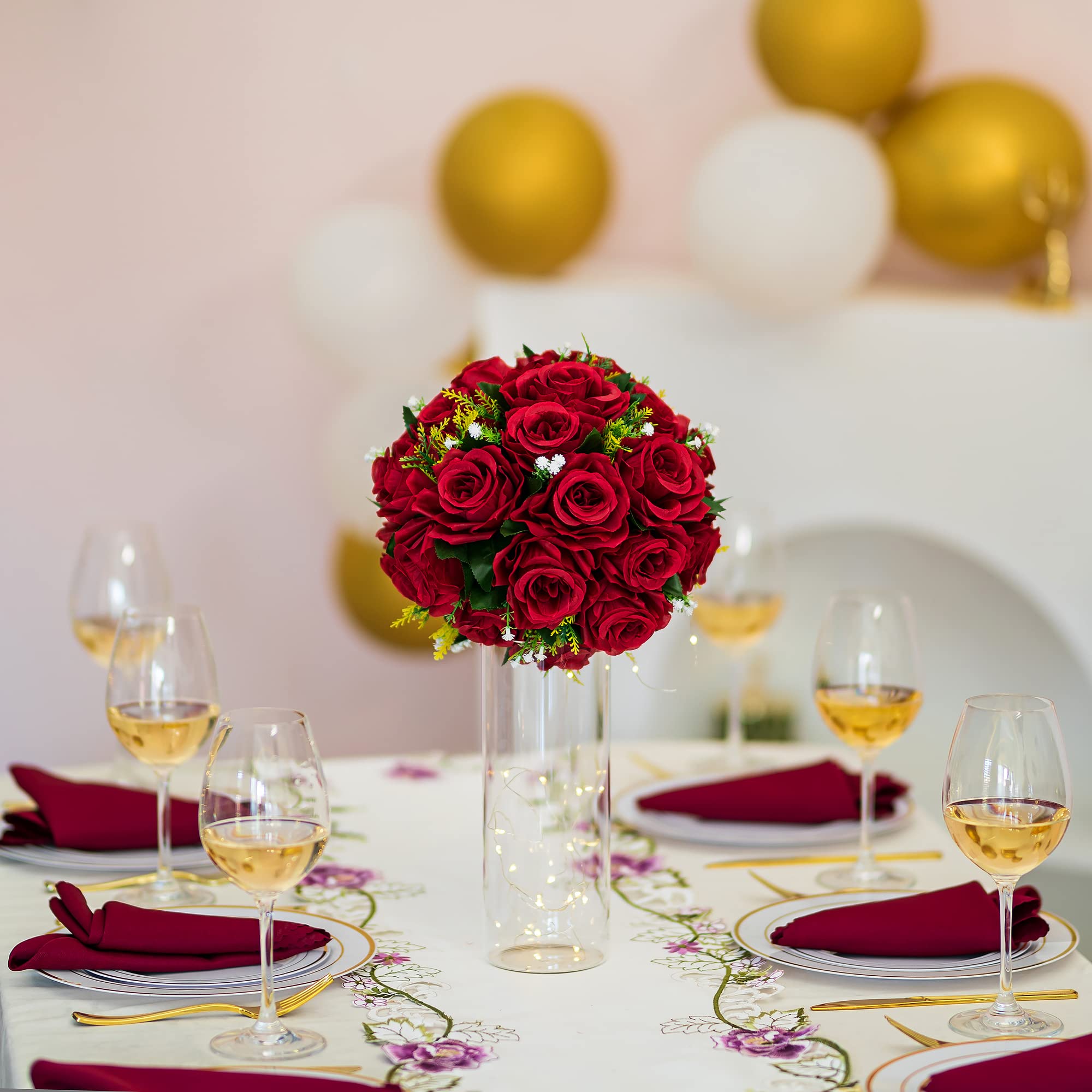 BLOSMON silk rose ball with baby’s breath provides reusable home or event décor