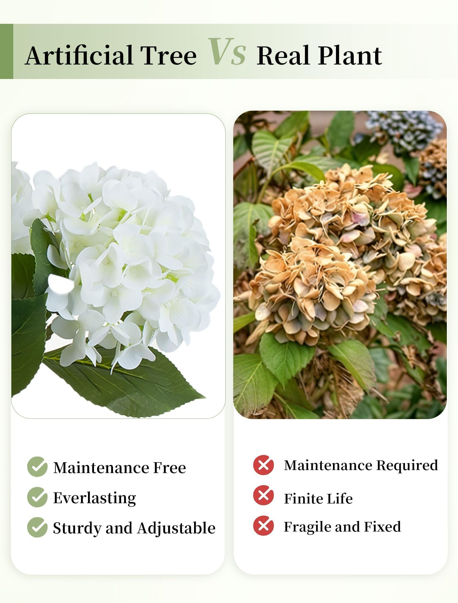 BLOSMON White Hydrangea Tree used in a bedroom for serene greenery.