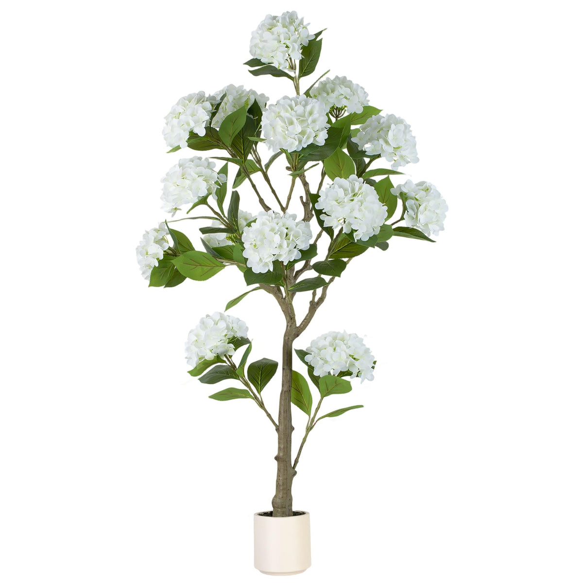 BLOSMON White Hydrangea tree on front porch adds effortless curb appeal.