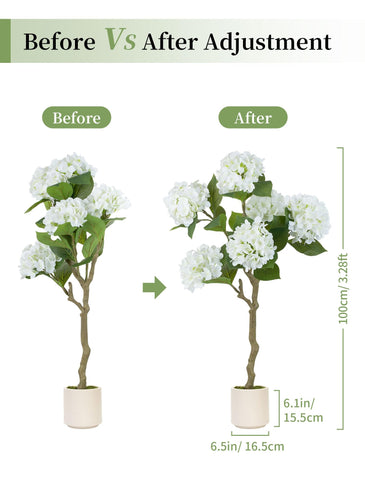 BLOSMON White Hydrangea Tree suitable for an office space with calm greenery.