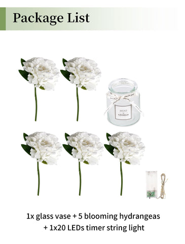 BLOSMON off-white hydrangea arrangement on desk decor for calm ambiance