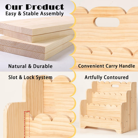Blossome 3-Tier Kids Bookshelf showcases your child's library with a gentle wood scent.