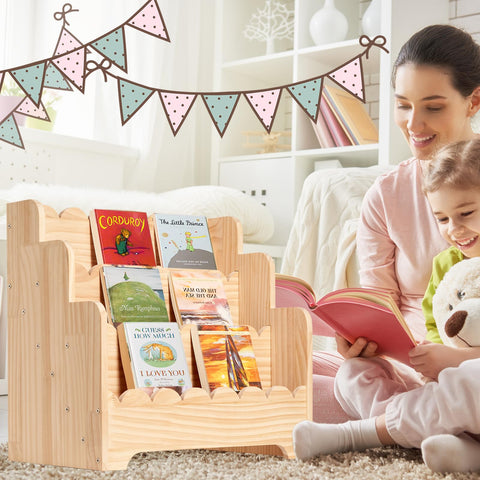 Blossome 3-Tier Bookshelf open-front design encourages toddlers to choose and display books.