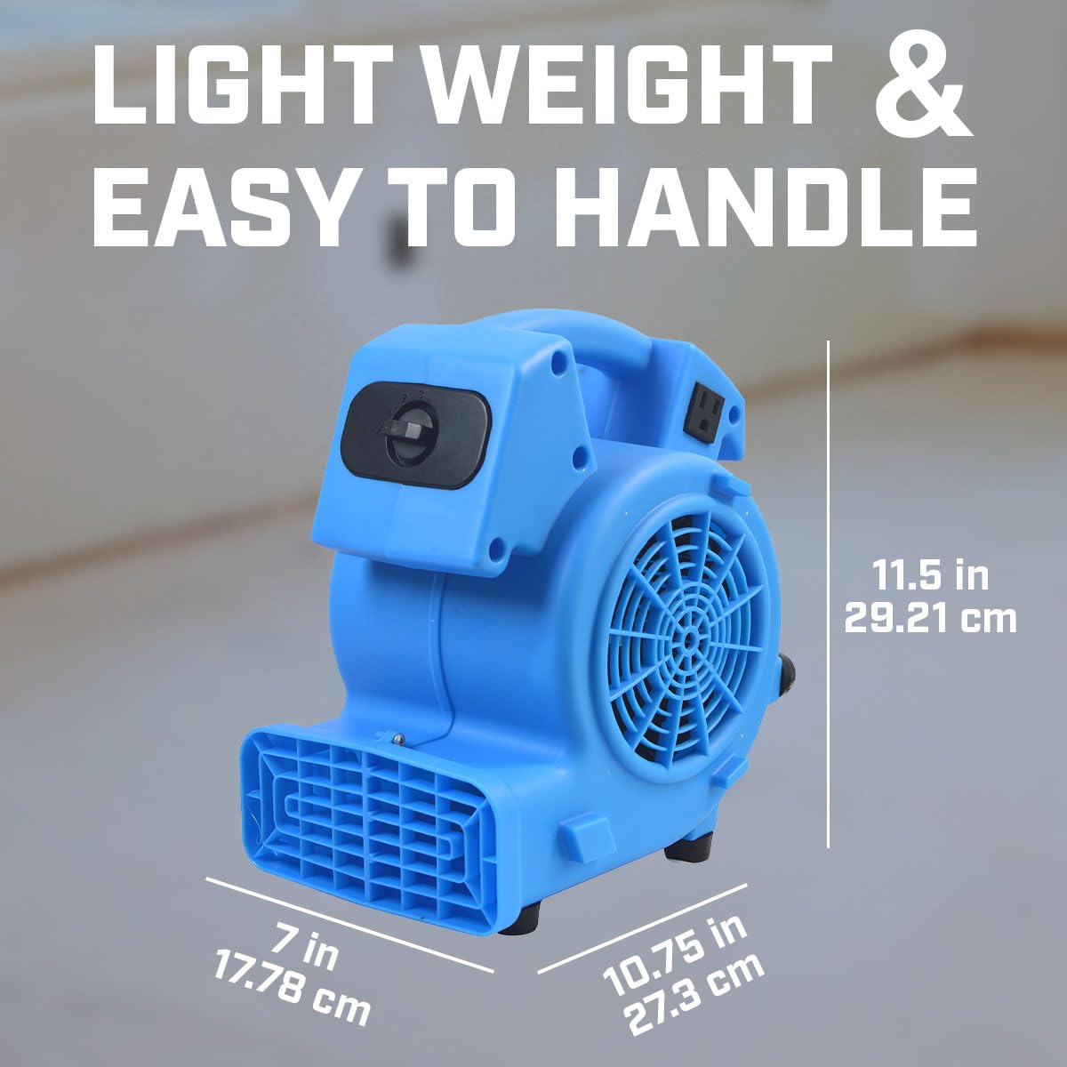 BLOTEK Air Mini Mover dries carpets and floors after spills.
