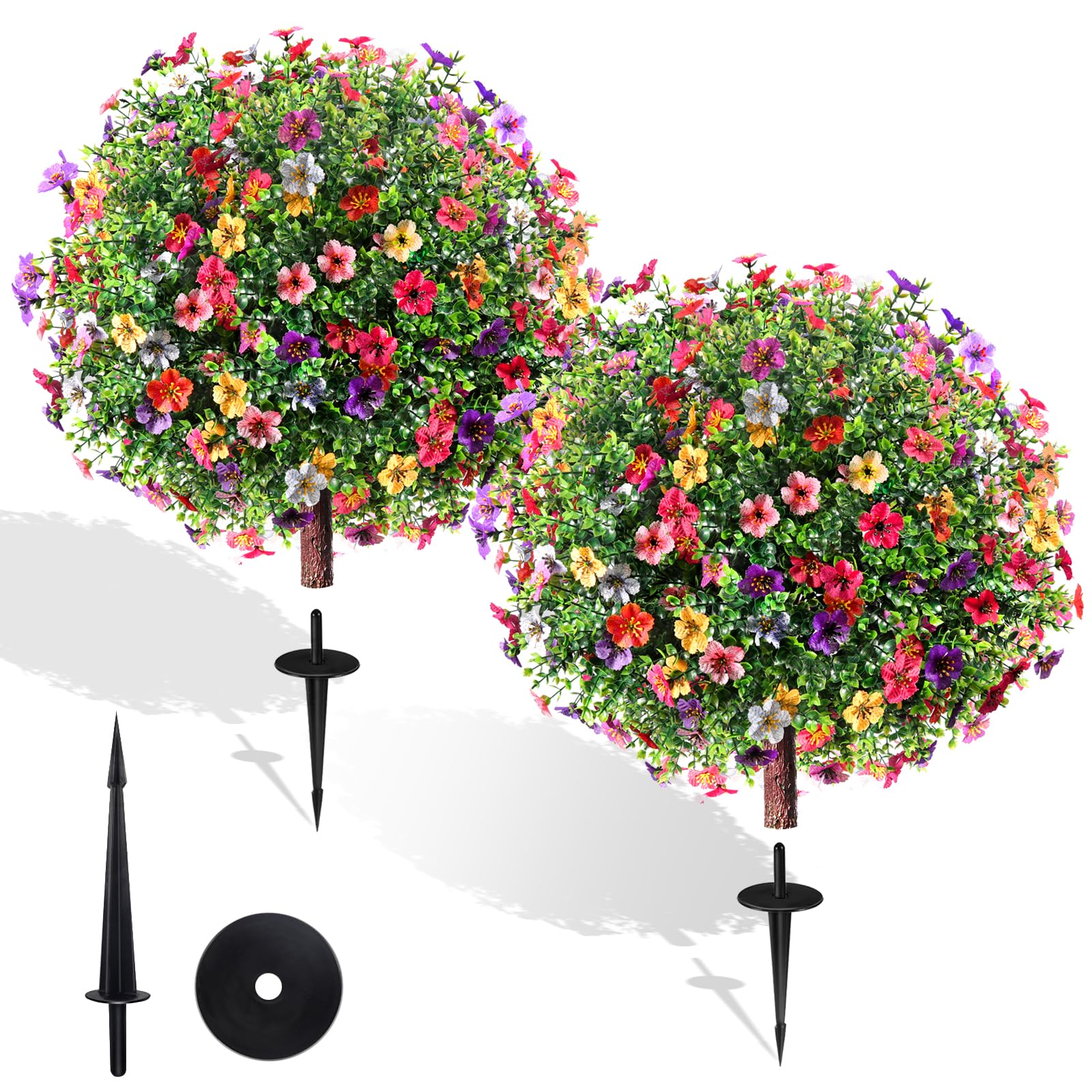 Bloyapix 27.5-inch topiary ball with ground spike for easy outdoor installation.