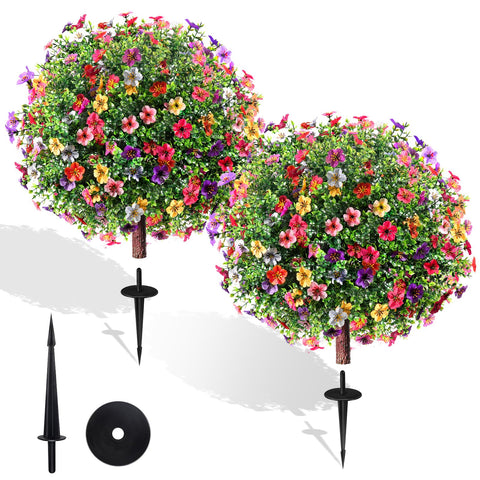 Bloyapix 27.5-inch topiary ball with ground spike for easy outdoor installation.