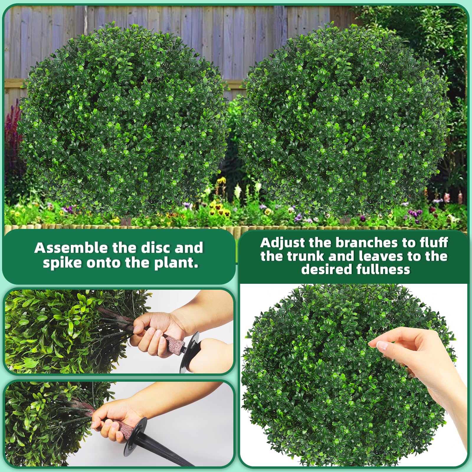 Bloyapix evergreen topiary shrubs in planters boost curb appeal year-round.