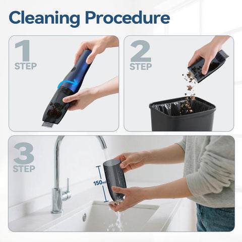 Blozor reusable filter and transparent dust cup help monitor dirt levels.