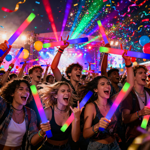 Blu7ive glow sticks show three modes for a dynamic concert atmosphere.