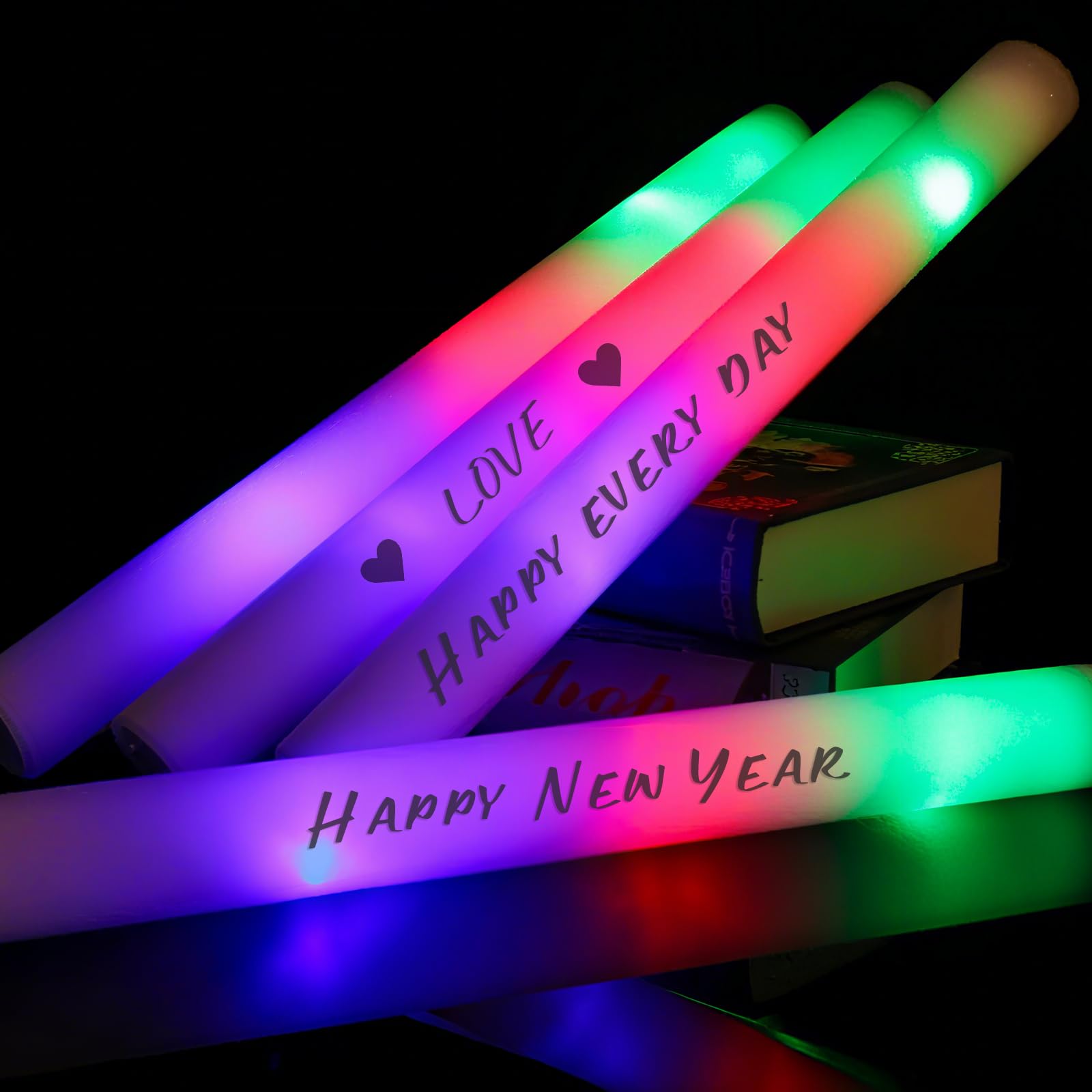 Blu7ive neon glow sticks packed in carton for easy storage.