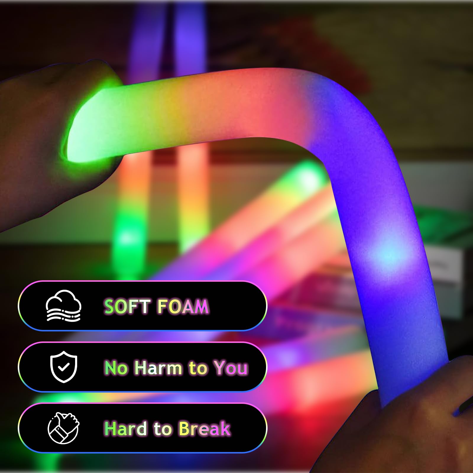 Blu7ive glow sticks brighten a birthday celebration with neon light.