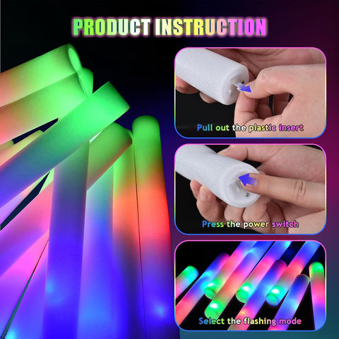 Blu7ive LED foam sticks display vibrant colors on stage.