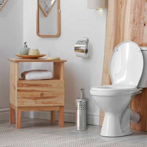 Blue Donuts elegant bathroom plunger design complements décor.