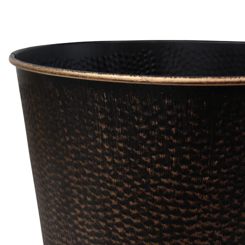 Blue Donuts wastebasket in stainless steel for lasting durability.