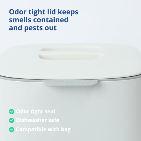 Blue Ginkgo compost bin removable inner basket for quick cleaning.