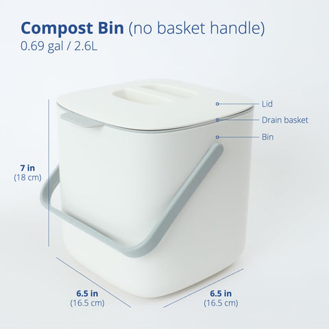 Blue Ginkgo compost bin square design saves counter space.