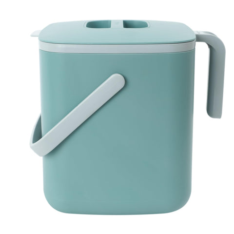 Blue Ginkgo kitchen compost bin front view highlights compact countertop design.