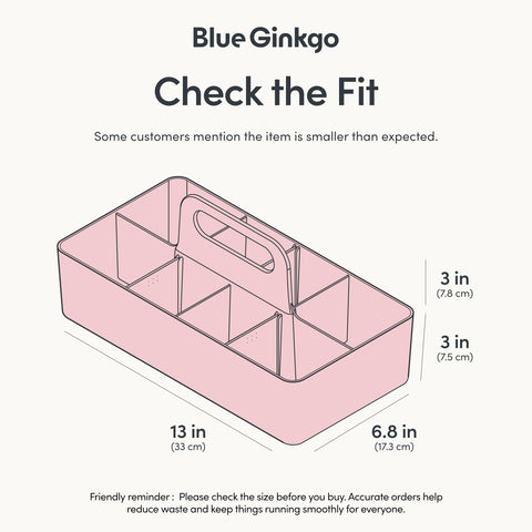 BLUE GINKGO caddy with removable dividers for adjustable storage