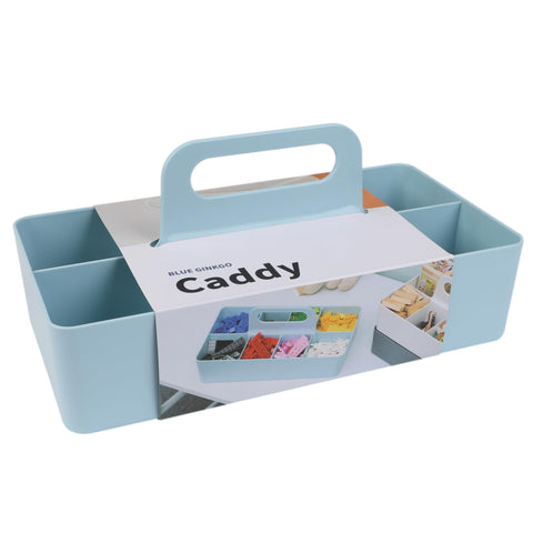Blue Ginkgo stackable organizer caddy front view for easy access and organized spaces.